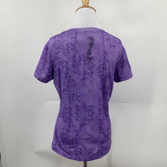 Rei Top Womens S Small Heliotrope V Neck Abstract Short Sleeve Stretch Outdoor - Picture 6 of 12